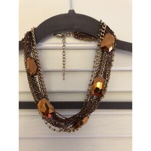 Copper colored stone multi strand necklace